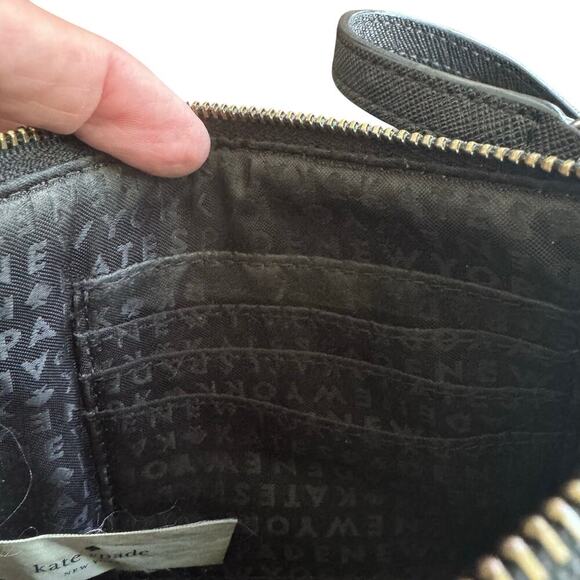 KATE SPADE Black Leather Wristlet Gold Hardware - Picture 8 of 15